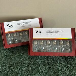 W&A Home Decor New York Christmas Tree Bulb String Lights Set of 2 NEW